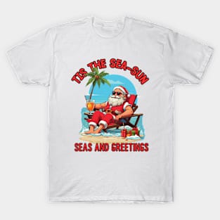 Tis The Sea-Sun | Santa T-Shirt